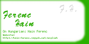 ferenc hain business card
